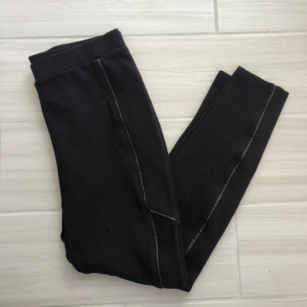 Splendid Black Faux Leather-Trim Leggings